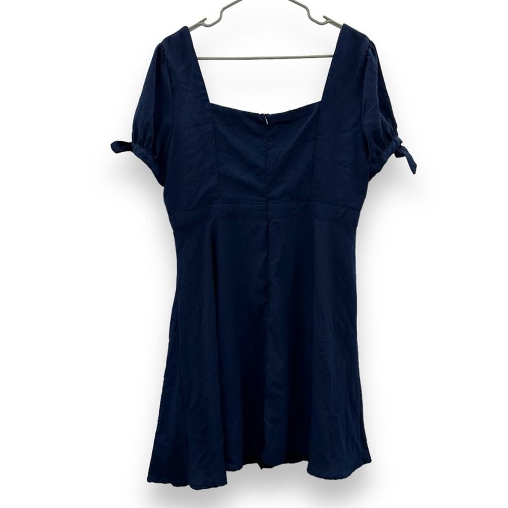 Lulus Chances Are Navy Blue Short Sleeve Button-Front Skater Dress Sz XL - Picture 5 of 12